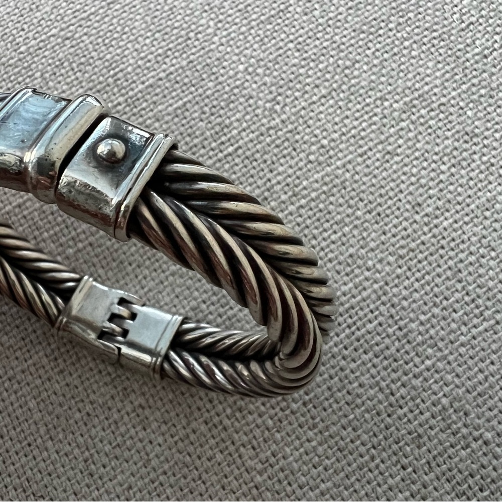 Silver Sculpted Balinese Rope Bangle Bracelet